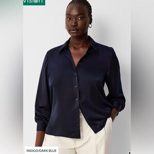 SIMONS- Elegant Navy Blue Women's Top